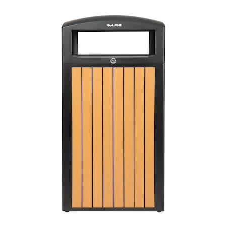 Alpine Industries 40 gal Rectangular Outdoor Can, Cedar, Steel + Plastic wood, 21.26 in ALP471-40-WD-CD